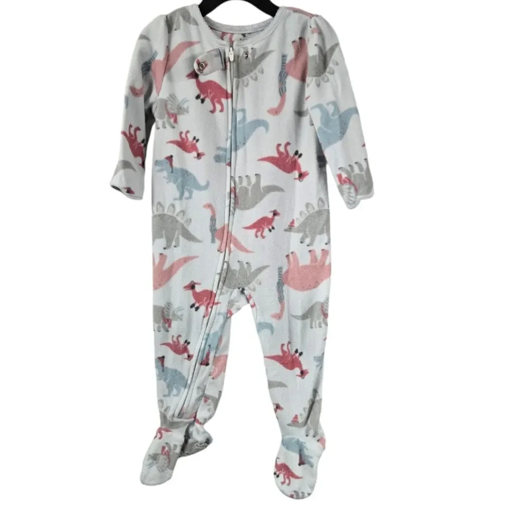 Carter's Girls 18M Dinosaur Print 1-Piece Fleece Footie PJs Sleep Play Pajama